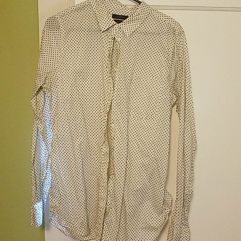 J.Crew Polka Dot "Boy" Shirt in Black and Natural